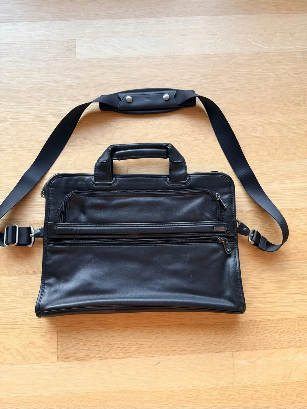 Tumi Alpha 2 Briefcase, Black Leather